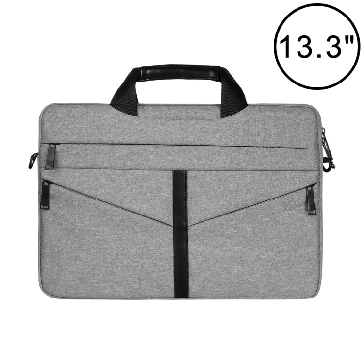 13.3 inch Breathable Wear-resistant Fashion Business Shoulder Handheld Zipper Laptop Bag with Shoulder Strap (Light Grey) - 13.3 inch by buy2fix | Online Shopping UK | buy2fix