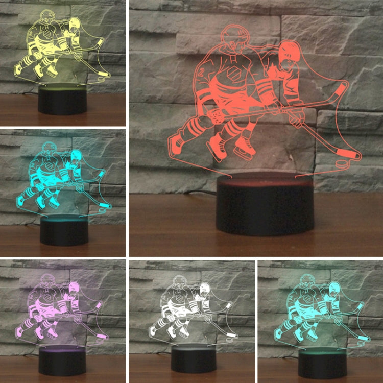 Playing Ice Hockey Shape 3D Colorful LED Vision Light Table Lamp, USB Touch Version - Novelty Lighting by buy2fix | Online Shopping UK | buy2fix