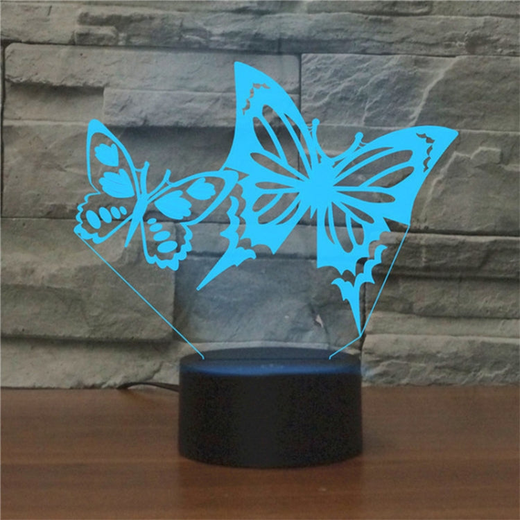 Two Butterflies Shape 3D Colorful LED Vision Light Table Lamp, USB Touch Version - Novelty Lighting by buy2fix | Online Shopping UK | buy2fix