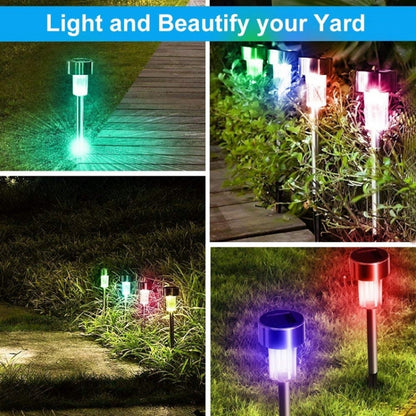 10 PCS Solar Energy Outdoor Lawn Lamp Stainless Steel IP65 Waterproof LED Decorative Garden Light (Colorful Light) - Solar Lights by buy2fix | Online Shopping UK | buy2fix