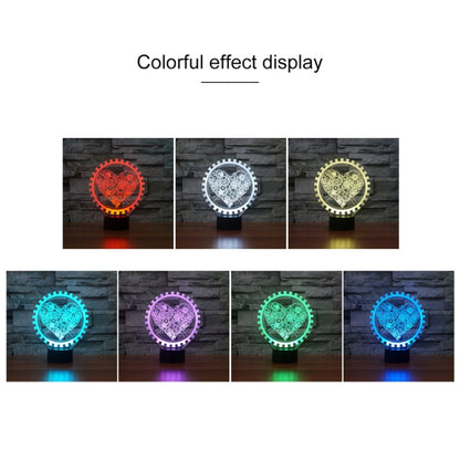 Gear Heart Shape 3D Colorful LED Vision Light Table Lamp, 16 Colors Remote Control Version - Novelty Lighting by buy2fix | Online Shopping UK | buy2fix