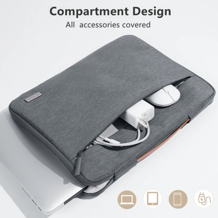 For 13 inch Laptop Zipper Waterproof  Handheld Sleeve Bag (Grey) - 13.3 inch by buy2fix | Online Shopping UK | buy2fix