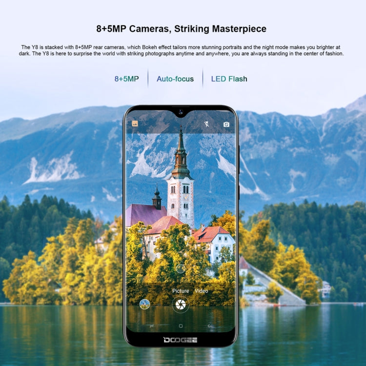 DOOGEE Y8, 3GB+32GB, Dual Back Cameras, Face ID & DTouch Fingerprint, 6.1 inch Water-drop Screen Android 9.0 MTK6739 Quad Core up to 1.5GHz, Network: 4G, OTA, Dual SIM(Midnight Black) - DOOGEE by DOOGEE | Online Shopping UK | buy2fix