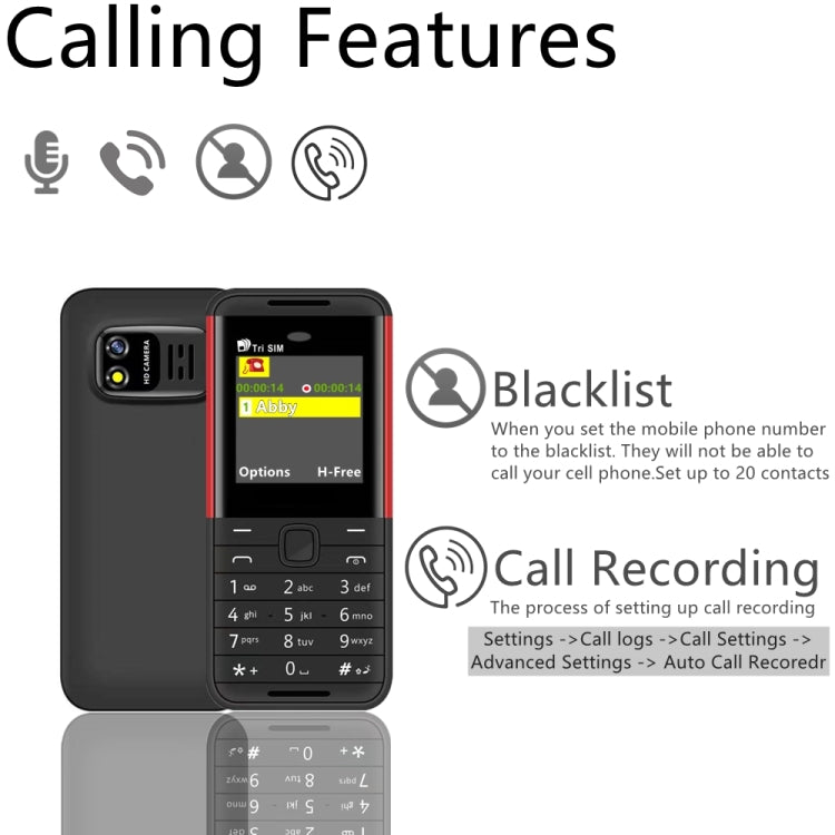 SERVO BM5310 Mini Mobile Phone, English Key, 1.33 inch, MTK6261D, 21 Keys, Support Bluetooth, FM, Magic Sound, Auto Call Record, GSM, Triple SIM (Red) - SERVO by SERVO | Online Shopping UK | buy2fix