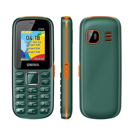 UNIWA E1808 Elder Keypad Phone, 1.77 inch SC6531E, LED Flashlight, 21 Keys, Network: 2G, Triple SIM, EU Plug (Green) - UNIWA by UNIWA | Online Shopping UK | buy2fix