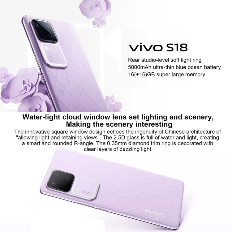 vivo S18, Dual Back Cameras, 8GB+256GB, Face ID Screen Fingerprint Identification, 6.78 inch Android 14.0 OriginOS 4 Snapdragon 7 Gen 3 Octa Core 2.63GHz, OTG, NFC, Network: 5G, Support Google Play (Silver) - vivo by vivo | Online Shopping UK | buy2fix