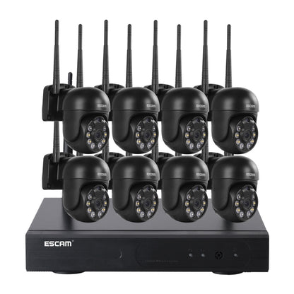 ESCAM WNK618 3.0 Million Pixels 8-channel Wireless Dome Camera HD NVR Security System, Support Motion Detection & Two-way Audio & Full-color Night Vision & TF Card, AU Plug - Dome Camera by ESCAM | Online Shopping UK | buy2fix