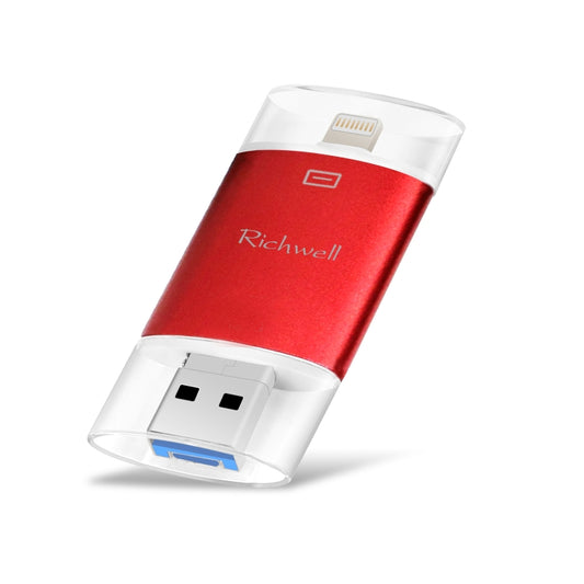 Richwell 3 in 1 128G Type-C + 8 Pin + USB 3.0 Metal Double Cover Push-pull Flash Disk with OTG Function(Red) - U Disk & Card Reader by Richwell | Online Shopping UK | buy2fix