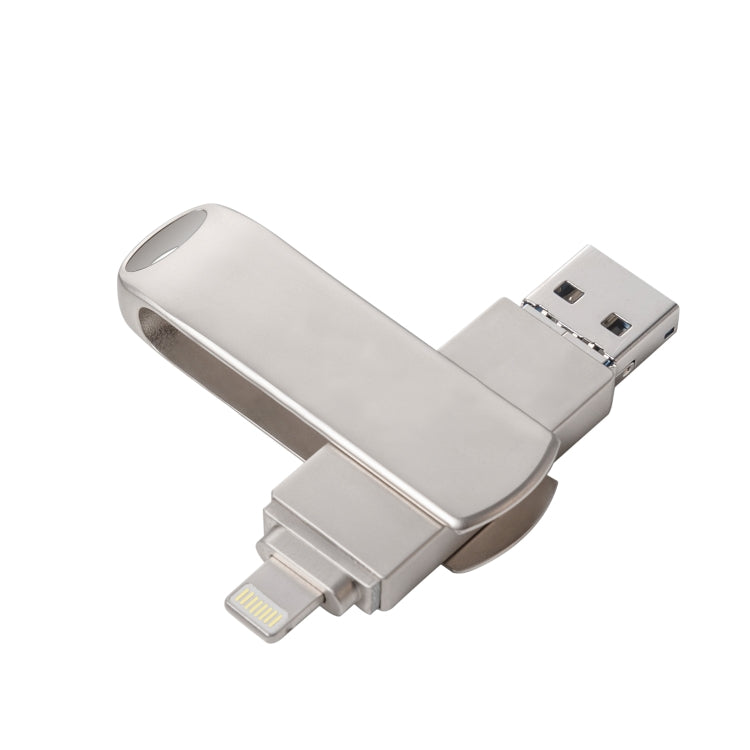 Richwell 3 in 1 128G Micro USB + 8 Pin + USB 3.0 Metal Rotating Push-pull Flash Disk with OTG Function(Silver) - U Disk & Card Reader by Richwell | Online Shopping UK | buy2fix