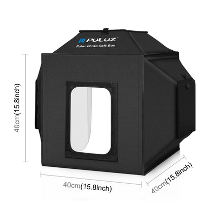 PULUZ 40cm Folding 72W 5500K Studio Shooting Tent Soft Box Photography Lighting Kit with 4 Colors (Black, Orange, White, Green) Backdrops(EU Plug) -  by PULUZ | Online Shopping UK | buy2fix