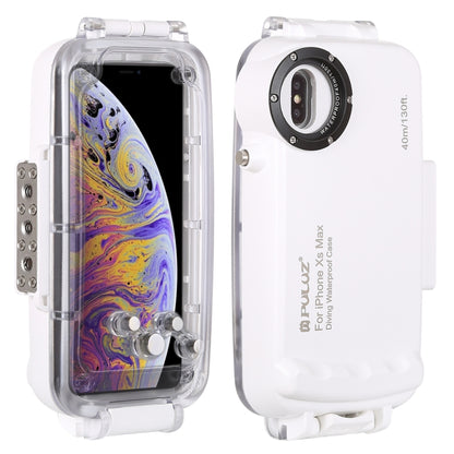 For iPhone XS Max PULUZ 40m/130ft Waterproof Diving Case, Photo Video Taking Underwater Housing Cover(White) - More iPhone Cases by PULUZ | Online Shopping UK | buy2fix