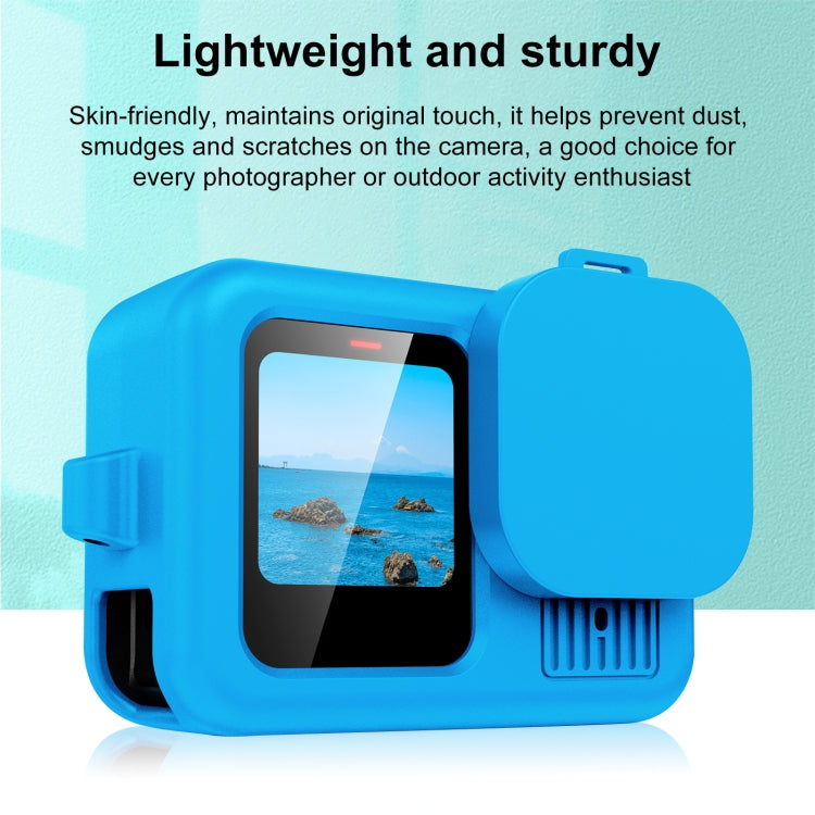 For GoPro HERO13 Black PULUZ Silicone Protective Case Cover with Wrist Strap & Lens Cover (Blue) - Silicone Cases by PULUZ | Online Shopping UK | buy2fix