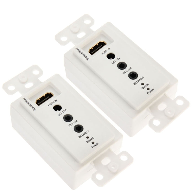 HDMI Single Cat5e / 6 50 Meters Wall Plate Extender (EU Plug)(White) - Amplifier by buy2fix | Online Shopping UK | buy2fix