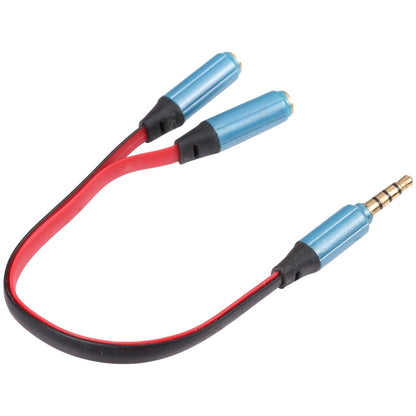 Noodle Style Aux Audio Cable 3.5mm Male to 2 x Female Splitter Connector, Compatible with Phones, Tablets, Headphones, MP3 Player, Car/Home Stereo & More(Blue) - Cable & Splitter by buy2fix | Online Shopping UK | buy2fix