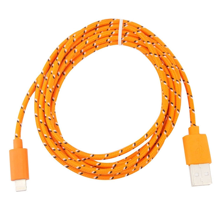 1m Nylon Netting USB Data Transfer Charging Cable For iPhone, iPad, Compatible with up to iOS 15.5(Orange) - Normal Style Cable by buy2fix | Online Shopping UK | buy2fix