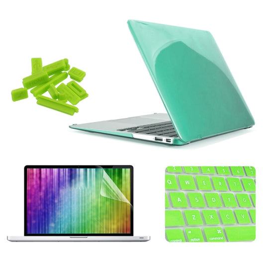 ENKAY for MacBook Air 11.6 inch (US Version) / A1370 / A1465 4 in 1 Crystal Hard Shell Plastic Protective Case with Screen Protector & Keyboard Guard & Anti-dust Plugs(Green) - MacBook Air Cases by ENKAY | Online Shopping UK | buy2fix