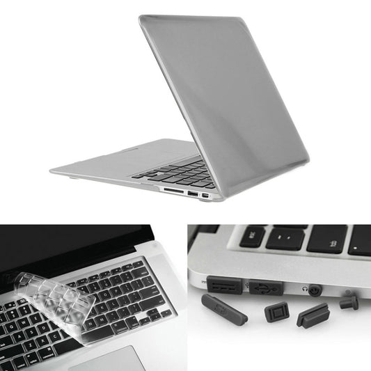 ENKAY for Macbook Air 13.3 inch (US Version) / A1369 / A1466 Hat-Prince 3 in 1 Crystal Hard Shell Plastic Protective Case with Keyboard Guard & Port Dust Plug(Grey) - MacBook Air Cases by ENKAY | Online Shopping UK | buy2fix