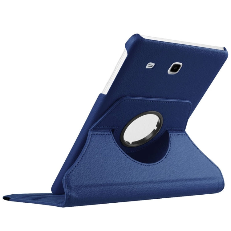 Litchi Texture Horizontal Flip Solid Color Leather Case with 360 Degrees Rotation Holder for Galaxy Tab E 9.6 / T560 / T561(Dark Blue) - Other Galaxy Tab PC by buy2fix | Online Shopping UK | buy2fix