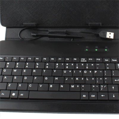 9.7 inch Universal Tablet PC Leather Tablet Case with USB Plastic Keyboard(Black) - Universal Keyboard by buy2fix | Online Shopping UK | buy2fix