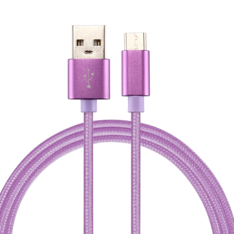 Knit Texture USB to USB-C / Type-C Data Sync Charging Cable, Cable Length: 50cm(Purple) - USB-C & Type-C Cable by buy2fix | Online Shopping UK | buy2fix