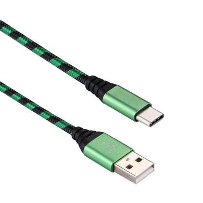 1m USB to USB-C / Type-C Nylon Weave Style Data Sync Charging Cable(Green) - USB-C & Type-C Cable by buy2fix | Online Shopping UK | buy2fix