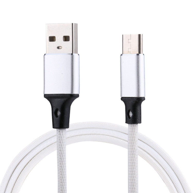 1m 2A Output USB to USB-C / Type-C Nylon Weave Style Data Sync Charging Cable(White) - USB-C & Type-C Cable by buy2fix | Online Shopping UK | buy2fix