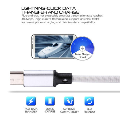 1m 2A Output USB to USB-C / Type-C Nylon Weave Style Data Sync Charging Cable(White) - USB-C & Type-C Cable by buy2fix | Online Shopping UK | buy2fix