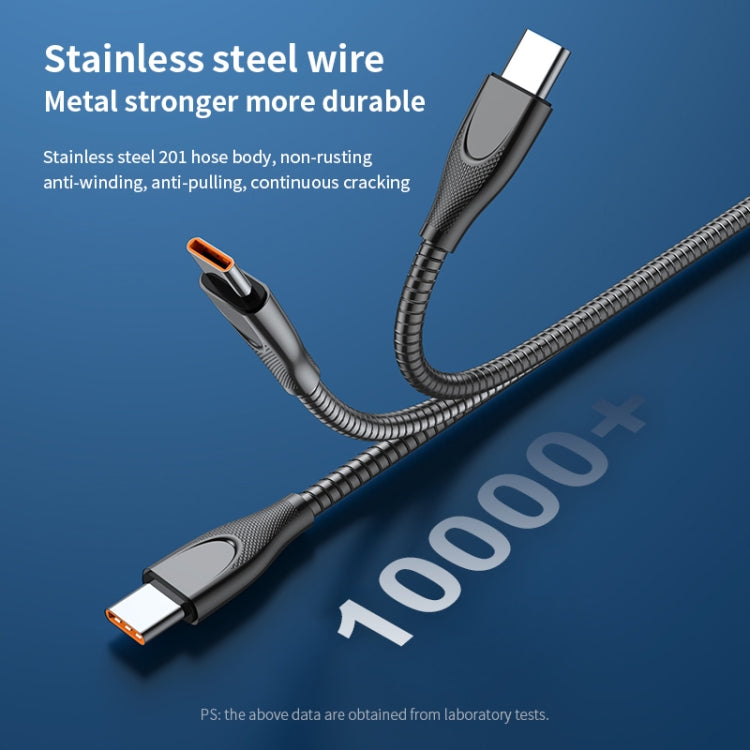 ADC-009 USB-C / Type-C to USB-C / Type-C Zinc Alloy Hose Fast Charging Data Cable, Cable Length: 1m(Silver) - USB-C & Type-C Cable by buy2fix | Online Shopping UK | buy2fix