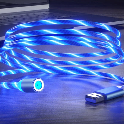 2 in 1 USB to 8 Pin + Micro USB Magnetic Suction Colorful Streamer Mobile Phone Charging Cable, Length: 1m(Blue Light) - Charging Cable & Head by buy2fix | Online Shopping UK | buy2fix