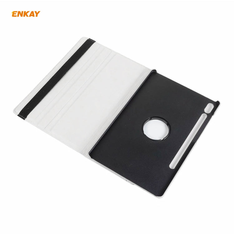 ENKAY for Samsung Galaxy Tab S8 / Galaxy Tab S7 11.0 T870 / T875 ENK-8012 360 Degree Rotation Litchi Texture Horizontal Flip PU Leather Smart Case with Holder & Sleep / Wake-up(White) - Galaxy Tab S8 Cases by ENKAY | Online Shopping UK | buy2fix