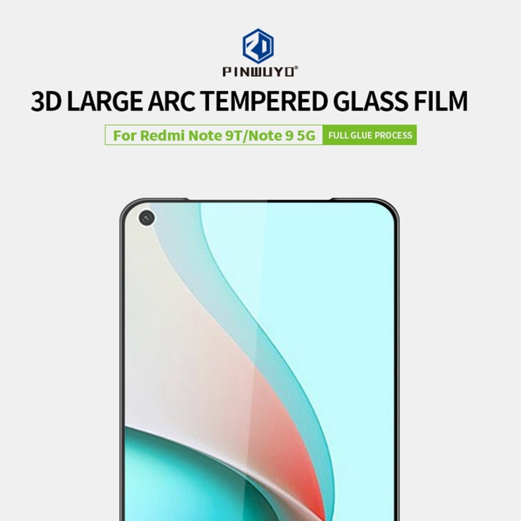 For Xiaomi Redmi Note 9T / Note 9 5G PINWUYO 9H 3D Curved Full Screen Explosion-proof Tempered Glass Film(Black) -  by PINWUYO | Online Shopping UK | buy2fix