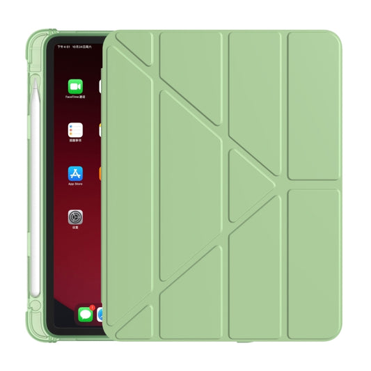 For iPad Air 11 2024 / Air 2022 10.9 Multi-folding Matte Surface Leather Tablet Case with Pen Slot(Light Green) - iPad Air (2022) / (2020) 10.9 Cases by buy2fix | Online Shopping UK | buy2fix