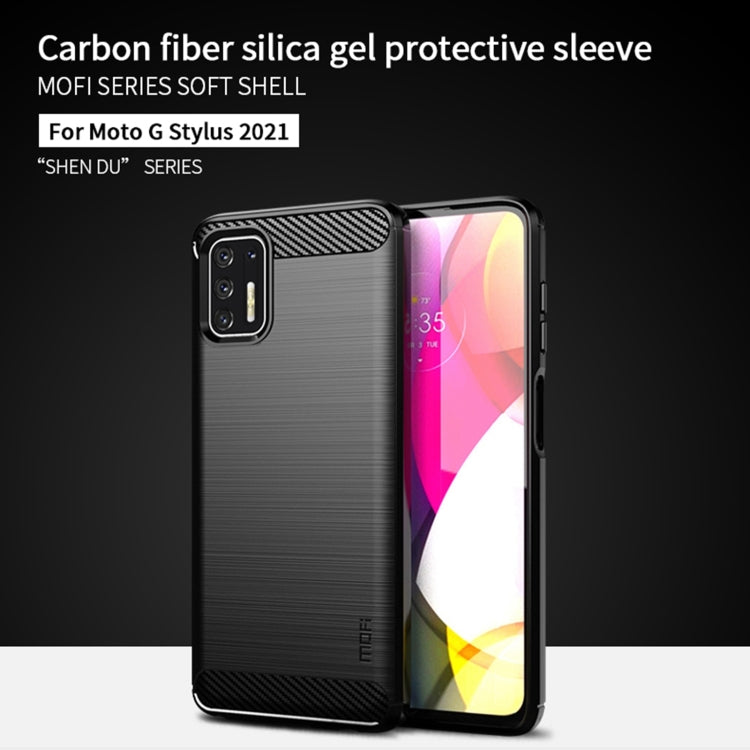 For Motorola Moto G Stylus 2021 MOFI Gentleness Series Brushed Texture Carbon Fiber Soft TPU Case(Black) - Motorola Cases by MOFI | Online Shopping UK | buy2fix