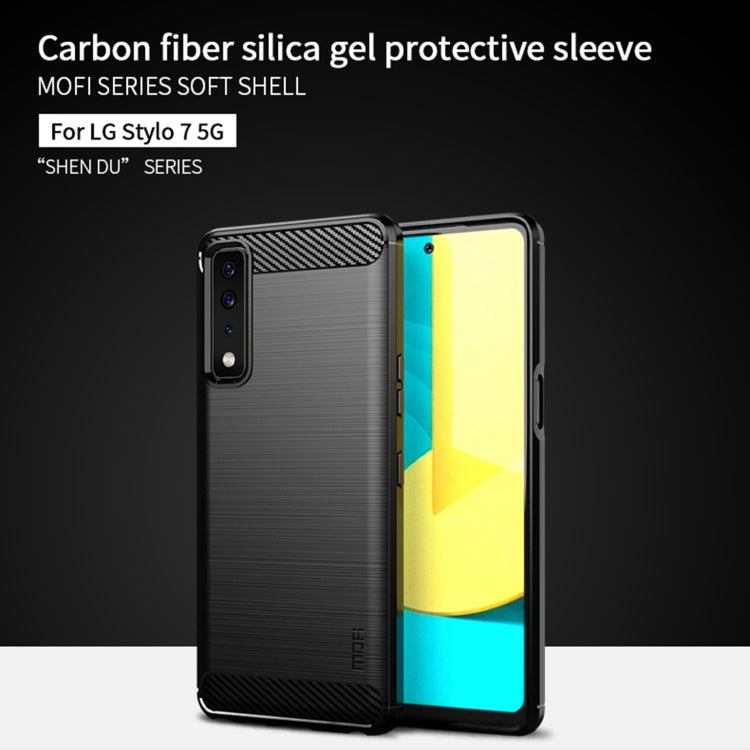 For LG Stylo 7 5G MOFI Gentleness Series Brushed Texture Carbon Fiber Soft TPU Case(Black) - LG by MOFI | Online Shopping UK | buy2fix