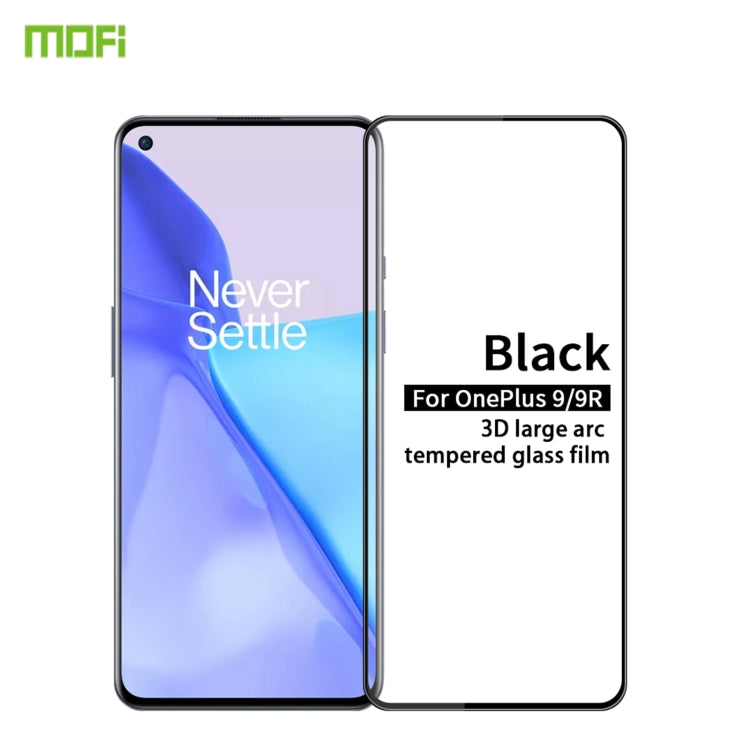 For OnePlus 9 / 9R MOFI 9H 3D Explosion-proof Curved Screen Tempered Glass Film(Black) - OnePlus Tempered Glass by MOFI | Online Shopping UK | buy2fix