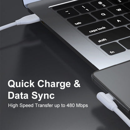 ENKAY Hat-Prince ENK-CB109 5A USB to USB-C / Type-C 90 Degree Elbow Silicone Data Sync Fast Charging Cable, Cable Length:0.5m(White) - USB-C & Type-C Cable by ENKAY | Online Shopping UK | buy2fix