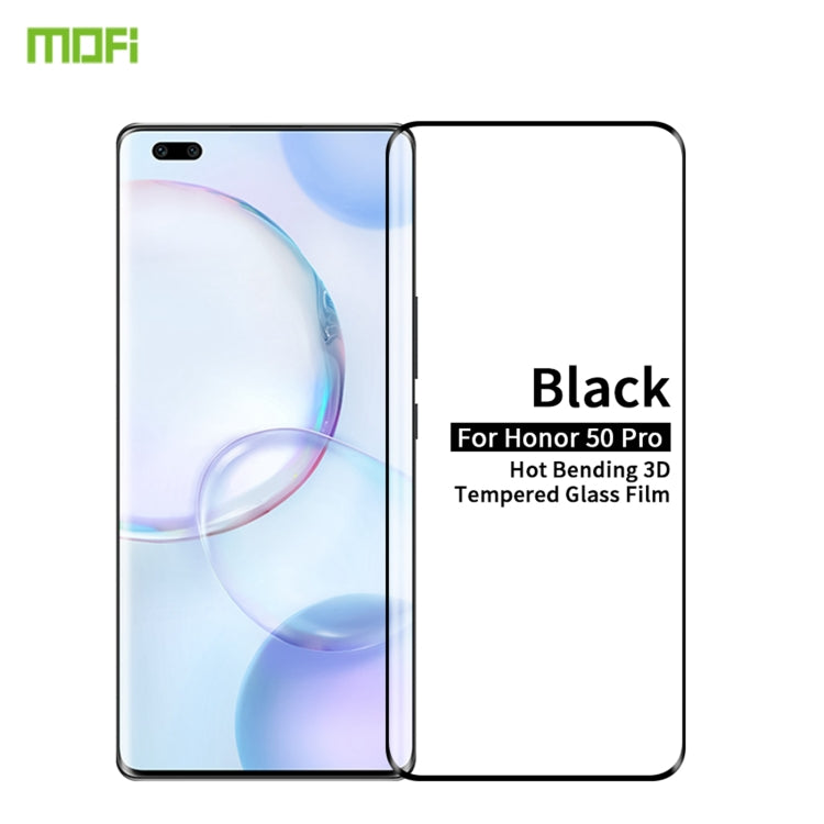 For Honor 50 Pro MOFI 9H 3D Explosion-Proof Hot Bending Full Screen Tempered Glass Film(Black) - Honor Tempered Glass by MOFI | Online Shopping UK | buy2fix