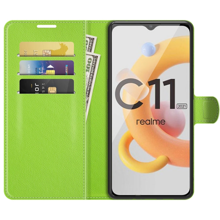 For OPPO Realme C11 2021 Litchi Texture Horizontal Flip Protective Case with Holder & Card Slots & Wallet(Green) - Realme Cases by buy2fix | Online Shopping UK | buy2fix