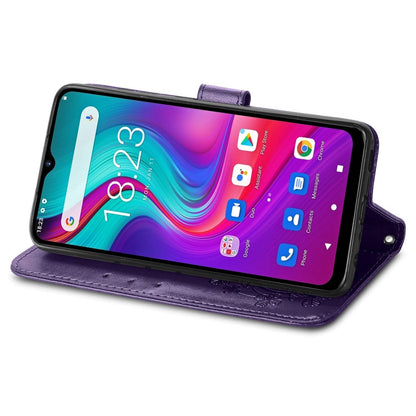 For  Doogee X96 Pro Four-leaf Clasp Embossed Buckle Mobile Phone Protection Leather Case with Lanyard & Card Slot & Wallet & Bracket Function(Purple) - More Brand by buy2fix | Online Shopping UK | buy2fix