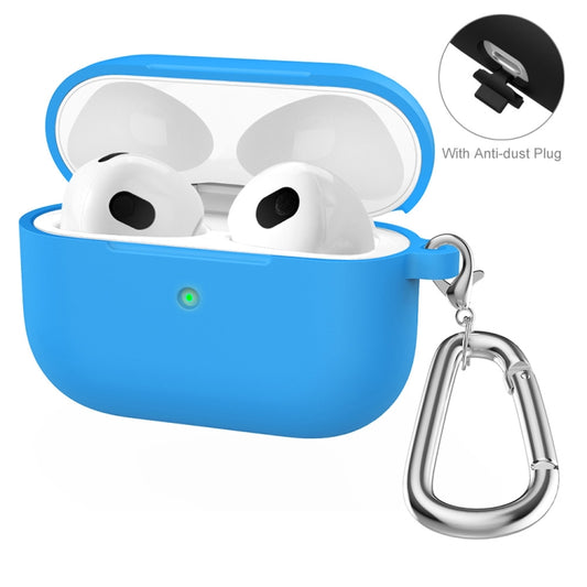 ENKAY Hat-Prince Thickened Silicone Protective Case Shock-Absorbing Cover with Keychain for Apple AirPods 3(Blue) - For AirPods 3 by ENKAY | Online Shopping UK | buy2fix