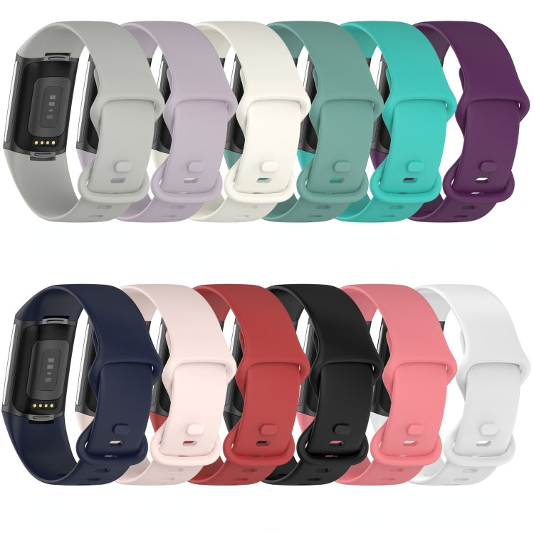 For Fitbit Charge 5 Monochromatic Silicone Watch Band, Size：Large Size(Lavender purple) - Watch Bands by buy2fix | Online Shopping UK | buy2fix