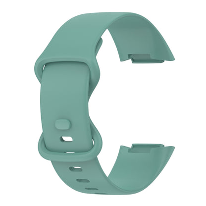 For Fitbit Charge 5 Monochromatic Silicone Watch Band, Size: Small Size(Pine needle green) - Watch Bands by buy2fix | Online Shopping UK | buy2fix