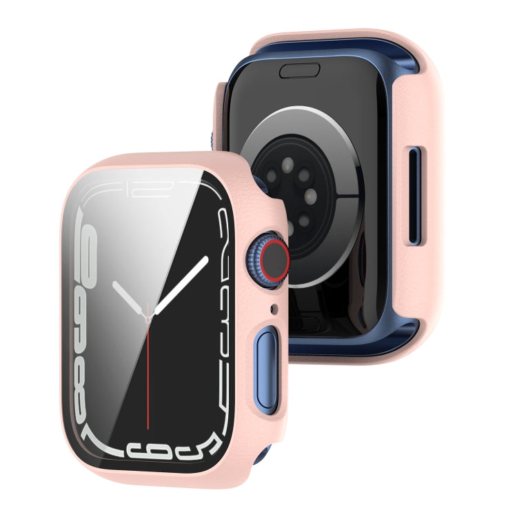 Shockproof PC Protective Case with Tempered Glass Film For Apple Watch Series 9 / 8 / 7 45mm(rose gold) - Watch Cases by buy2fix | Online Shopping UK | buy2fix