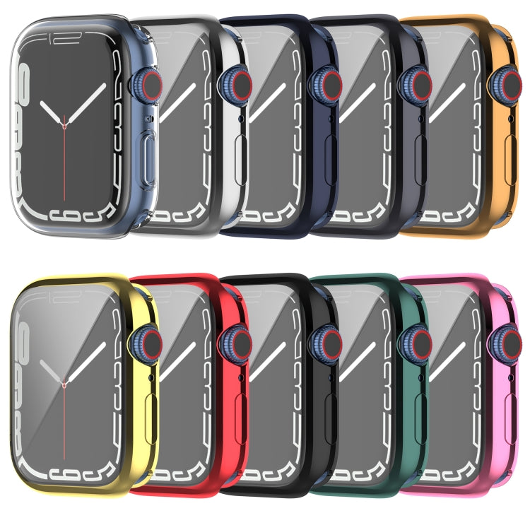 Shockproof TPU Full Protective Shell with Protective Film For Apple Watch Series 9 / 8 / 7 41mm(Transparent) - Watch Cases by buy2fix | Online Shopping UK | buy2fix