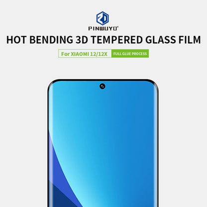 For Xiaomi 12 / 12X PINWUYO 9H 3D Hot Bending Tempered Glass Film(Black) -  by PINWUYO | Online Shopping UK | buy2fix