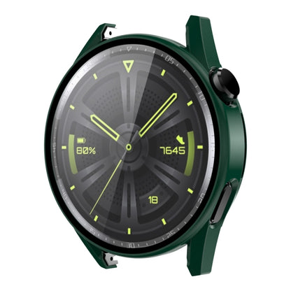 For Huawei Watch GT 3 46mm ENKAY Matte PC Frame + Tempered Glass Protector Case(Dark Green) - Watch Cases by ENKAY | Online Shopping UK | buy2fix