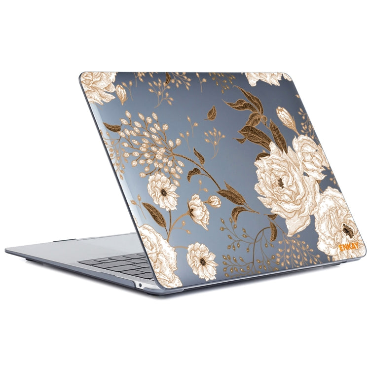 ENKAY Vintage Pattern Series Laotop Protective Crystal Case For MacBook Pro 13.3 inch A2251 / A2289 / A2338 2020(Golden Peony) - MacBook Pro Cases by ENKAY | Online Shopping UK | buy2fix