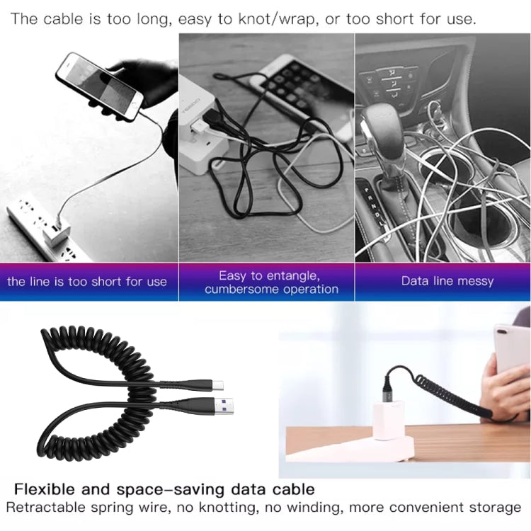 USB to 8 Pin 1.5m Spring Telescopic Mobile Phone Fast Charging Data Cable - Normal Style Cable by buy2fix | Online Shopping UK | buy2fix