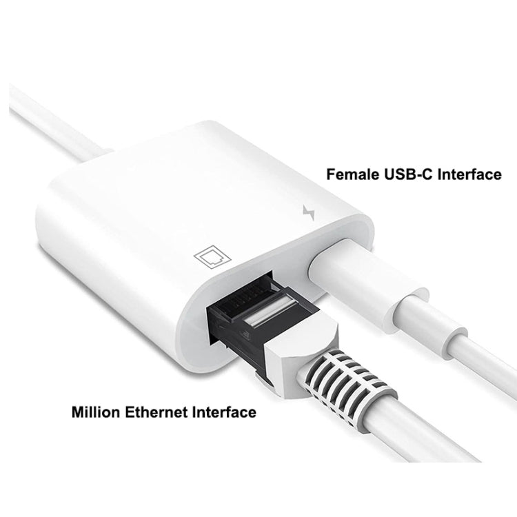 ENKAY Hat-Prince 2 in 1 Type-C Male to Female Type-C + RJ45 Ethernet LAN Network Adapter - Converter & Adapter by ENKAY | Online Shopping UK | buy2fix