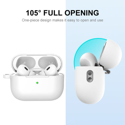 For Apple AirPods Pro 2 2022 ENKAY Thickened Silicone Protective Case with Keychain(White) - For AirPods Pro 2 by ENKAY | Online Shopping UK | buy2fix